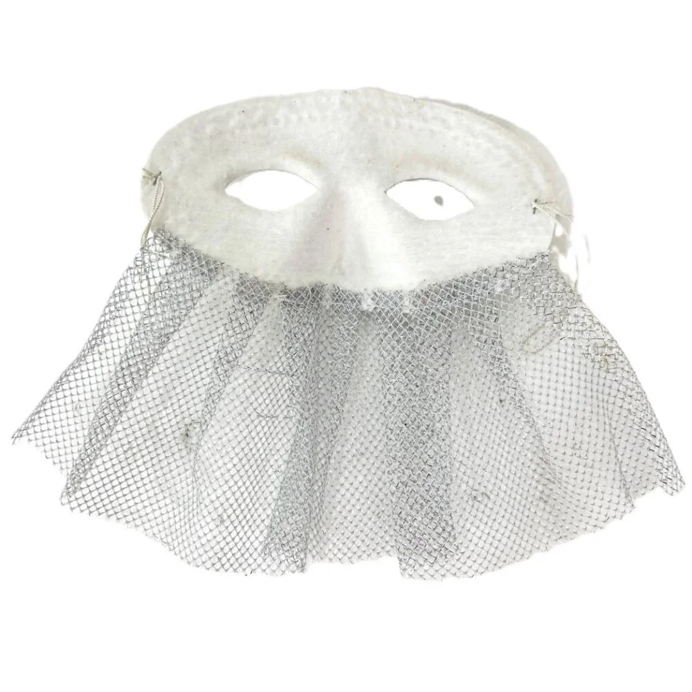 Domino style Silver Fabric Mask with netting NWT NOS